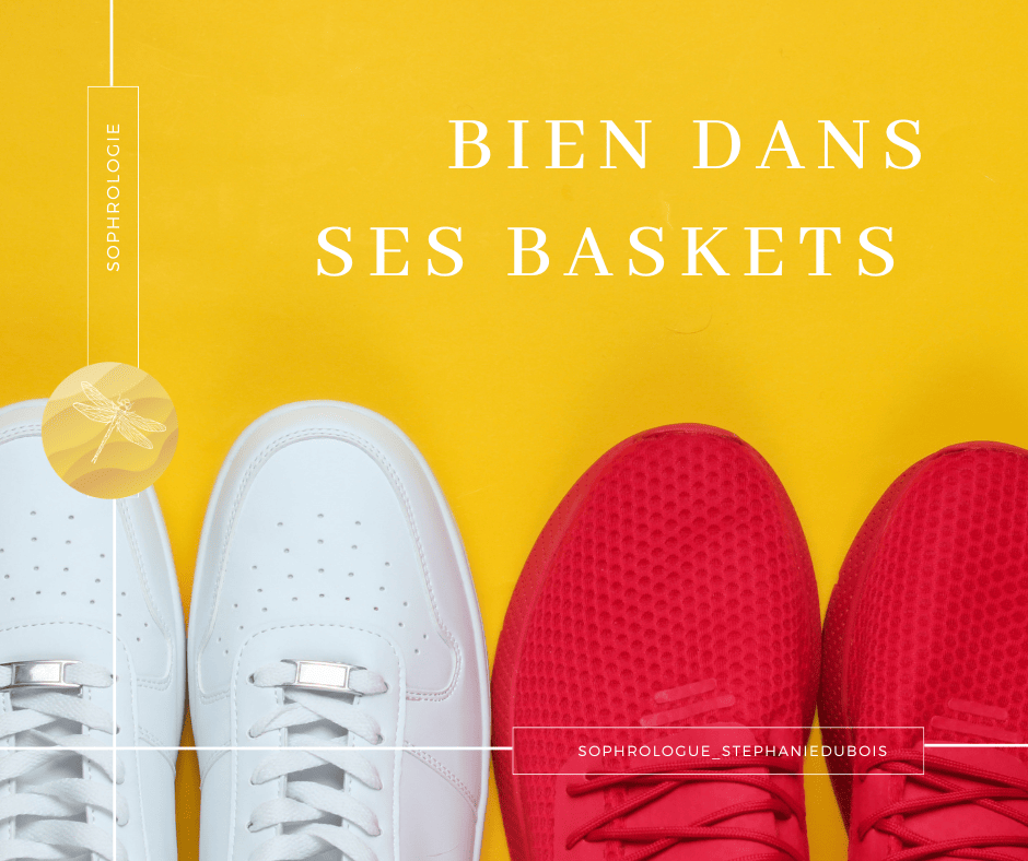 paire de baskets avec texte bien dans ses baskets sophrologie Angers