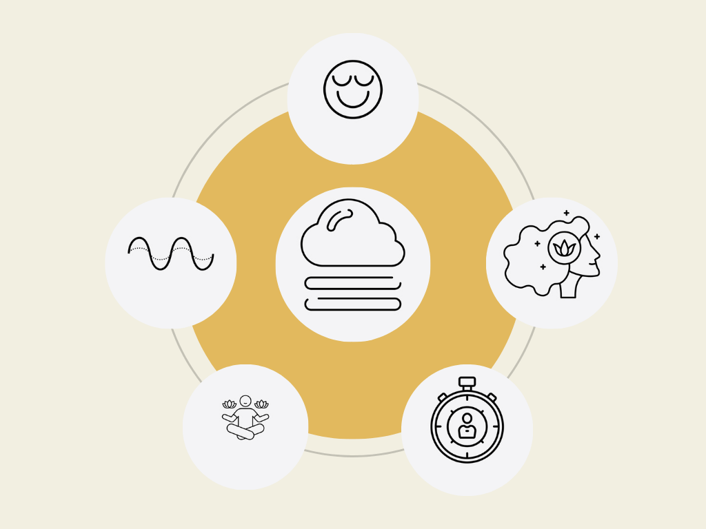 organigramme sophrologie avec des icons bien etre détente