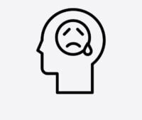 icon tête avec emoticon visage triste